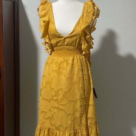 Lulus NWT Absolutely lovely Marigold floral Tie back midi dress - Picture 10 of 15